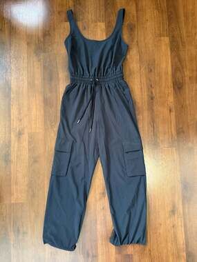 Abercrombie & Fitch Traveler Cargo Jumpsuit Black Sz S Athleisure Casual Comfort